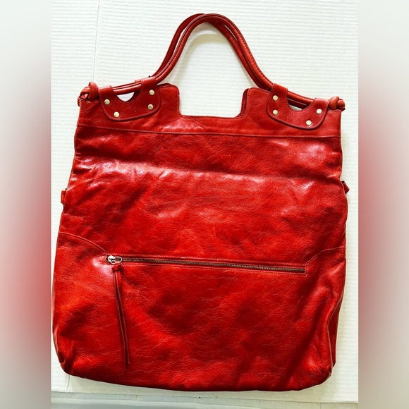 Pietro Alessandro , Vintage style fold over orange, large shoulder/Clutch bag. - Picture 2 of 14